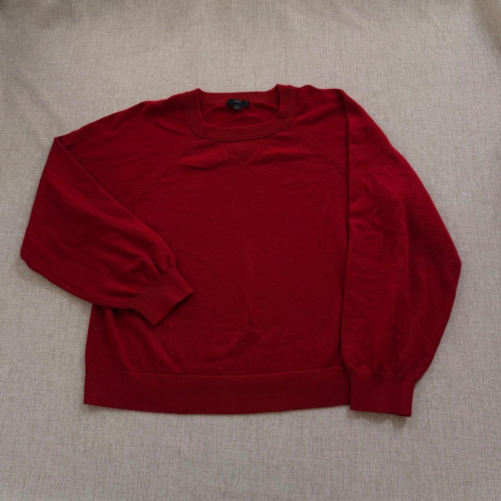 J.Crew Sweater Women's Large Red Cotton Cashmere Pullover Holiday Xmas Christmas